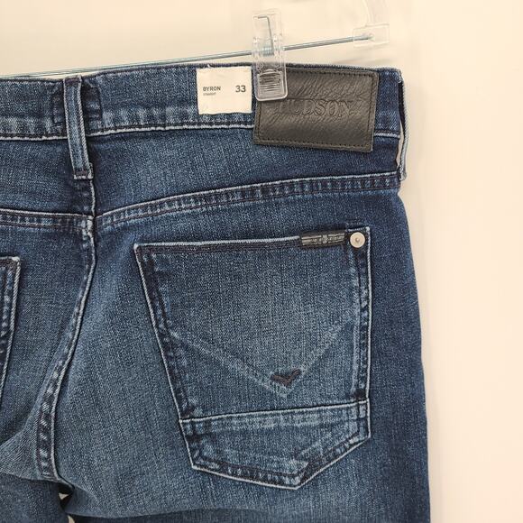 Hudson Jeans Mens 33 X 33 Blue Byron Straight Leg Mid Rise Zip Fly Stretch - Picture 7 of 13
